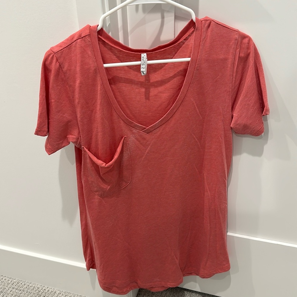 Pink Distressed Z Supply Tee Size S Worn Once